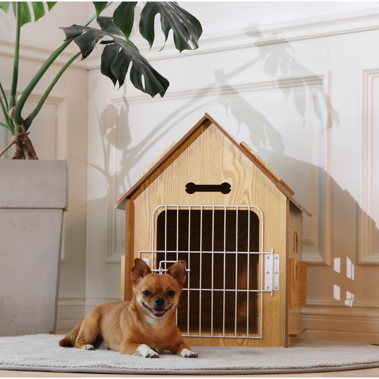 Tucker Murphy Pet™ Byrn Wooden Pet House Indoor w/ Roof Dog house w/ Removable Mat and Lockable